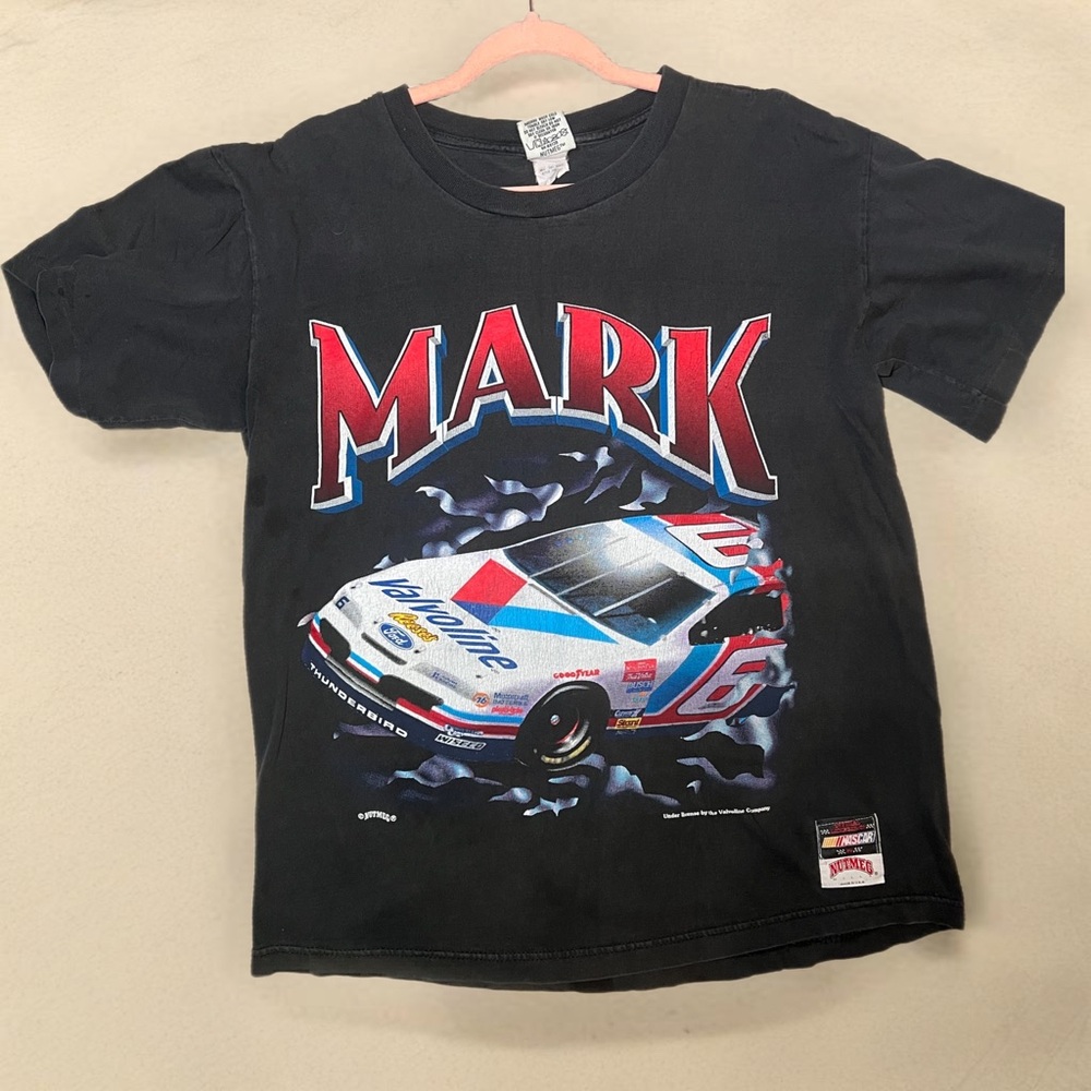 Vintage 90s Mark Martin NASCAR Racing T-Shirt Valvoline Graphic - Size M